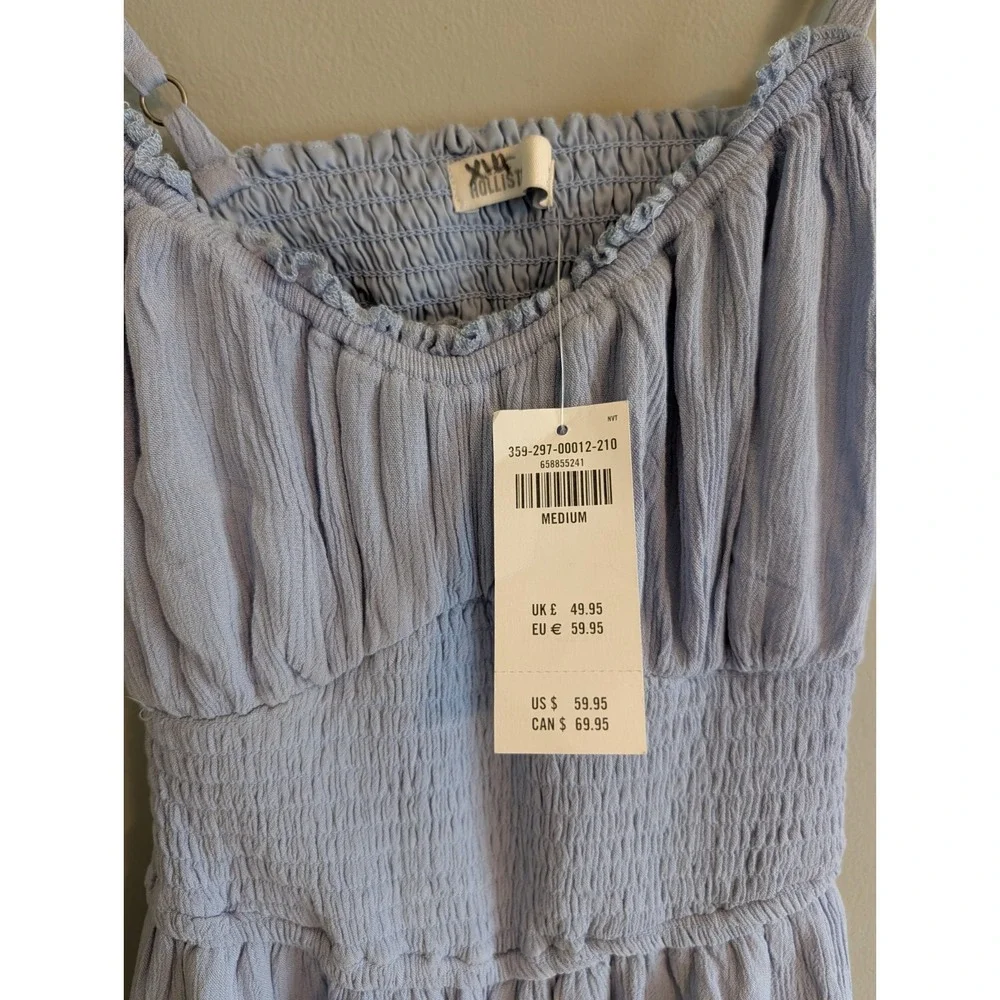 NWT Hollister Pant Jumpsuit Smocked Babydoll Coquette Boho Cottage Relaxed Beach